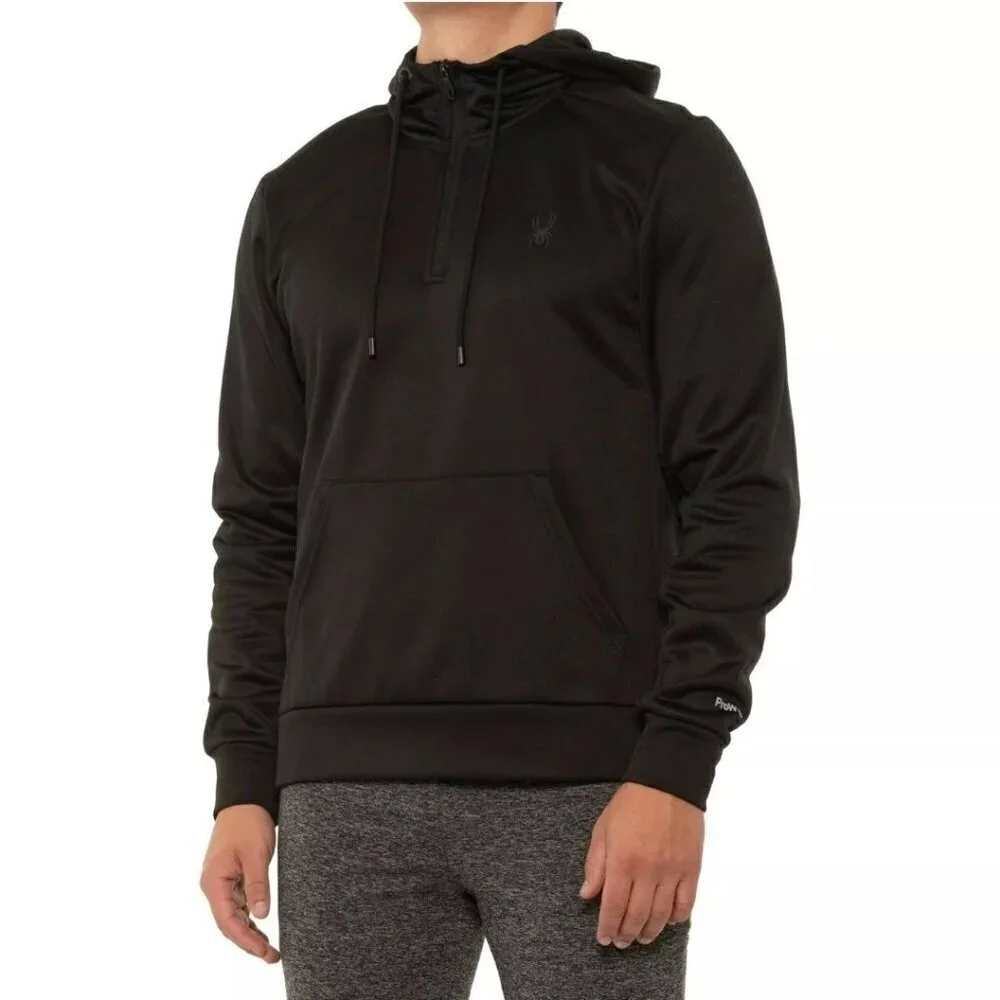 Spyder Active ProW B Black Hooded Full Zip Men's Sweatshirt Jacket Size L